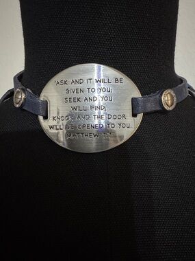 Inspirational Matthew 7:7 Bracelet with leather band